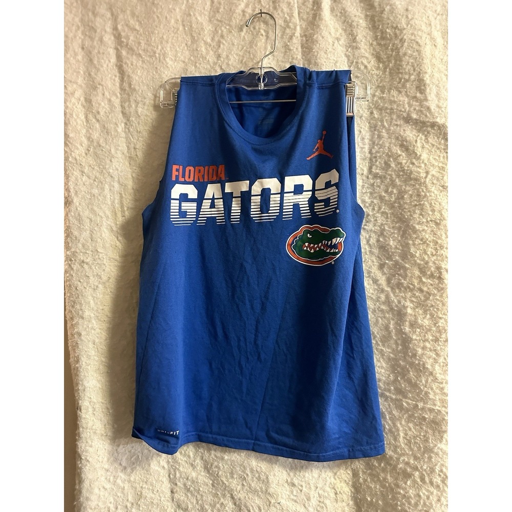 Mens Florida Gators Cut Off Tank Top Size Medium Dark Royal Blue Jordan Logo